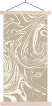 Posterhanger incl. Poster 60x120 cm - Schoolplaat - Marmer - Beige - Wit - Textielposter - Blanke latten