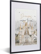 Fotolijst incl. Poster - Spreuken - Dreams come true - Quotes - Kids - Baby - 40x60 cm - Posterlijst