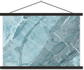 Posterhanger incl. Poster 90x60 cm - Schoolplaat - Keien - Blauw - Wit - Graniet - Textielposter - Zwarte latten