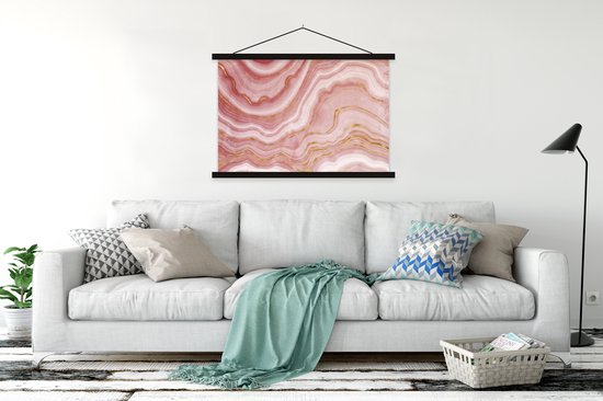 Porte-affiche avec affiche - Affiche scolaire - Marbre - Or - Rose - 150x100 cm - Lattes noires