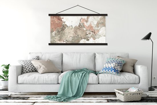 Porte-affiche avec affiche - Affiche scolaire - Granit - Boulders - Wit - 120x60 cm - Lattes noires
