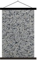 Posterhanger incl. Poster 40x60 cm - Schoolplaat - Graniet - Steen - Grijs - Textielposter - Zwarte latten