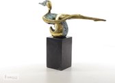 Vrouwelijk naakt - moderne kunst - bronzen beeld - brons - marmer - 29x8x32 cm