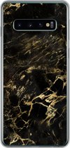 Samsung Galaxy S10 hoesje - Zwart - Goud - Verf - Siliconen Telefoonhoesje