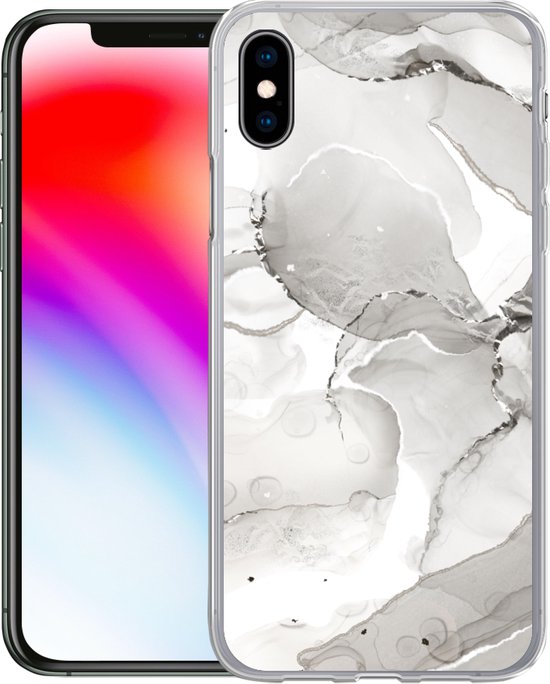 Coque iPhone Xs Max - Marbre - Grijs - Ligne - Coque en Siliconen