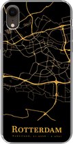 Geschikt voor iPhone XR hoesje - Rotterdam - Kaart - Gold - Siliconen Telefoonhoesje