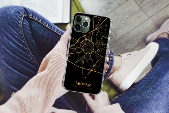 Convient pour coque iPhone 11 Pro Max - Louvain - Carte - Or - Coque de téléphone en Siliconen