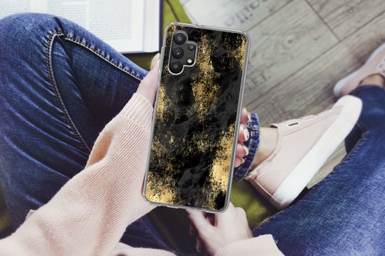 Coque Samsung Galaxy A32 5G - Or - Peinture - Abstrait - Zwart - Coque de téléphone en Siliconen