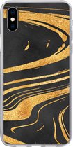 Coque iPhone Xs Max - Motif marbré - Or - Zwart - Coque en Siliconen téléphone -