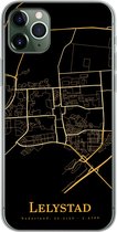 Geschikt voor iPhone 11 Pro Max hoesje - Lelystad - Kaart - Goud - Siliconen Telefoonhoesje