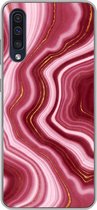 Geschikt voor Samsung Galaxy A30s hoesje - Marmer print - Roze - Rood - Siliconen Telefoonhoesje