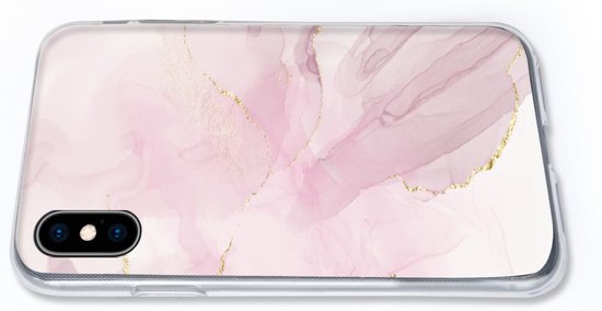 Coque pour iPhone Xs Max - Marbre - Doré - Ligne - Coque de téléphone en Siliconen