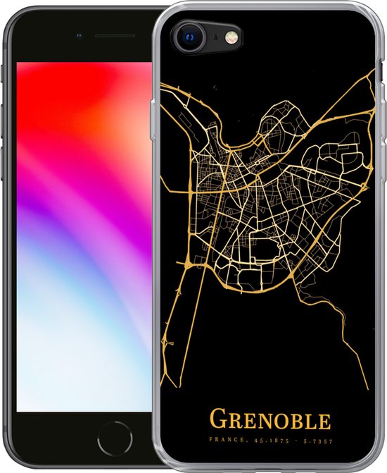 Coque iPhone SE 2020 - Grenoble - Carte - Or - Coque de téléphone en  Siliconen | bol.