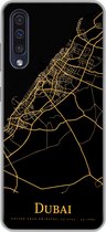 Geschikt voor Samsung Galaxy A50 hoesje - Dubai - Kaart - Goud - Siliconen Telefoonhoesje