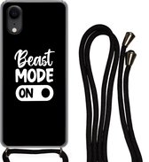 Hoesje met koord Geschikt voor iPhone XR - Spreuken - Quotes - Beast mode on - Siliconen - Crossbody - Backcover met Koord - Telefoonhoesje met koord - Hoesje met touw