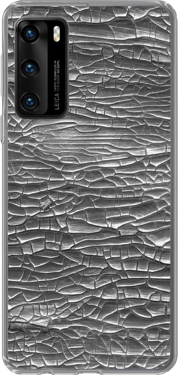 Telefoonhoesje Geschikt voor Huawei P40 hoesje - Zilver - Verf - Abstract - Siliconen Telefoonhoesje Telefoonhoesje