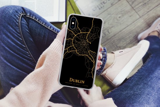 Coque pour iPhone X - Dublin - Carte - Or - Coque de téléphone en Siliconen