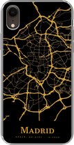 Geschikt voor iPhone XR hoesje - Madrid - Kaart - Goud - Siliconen Telefoonhoesje