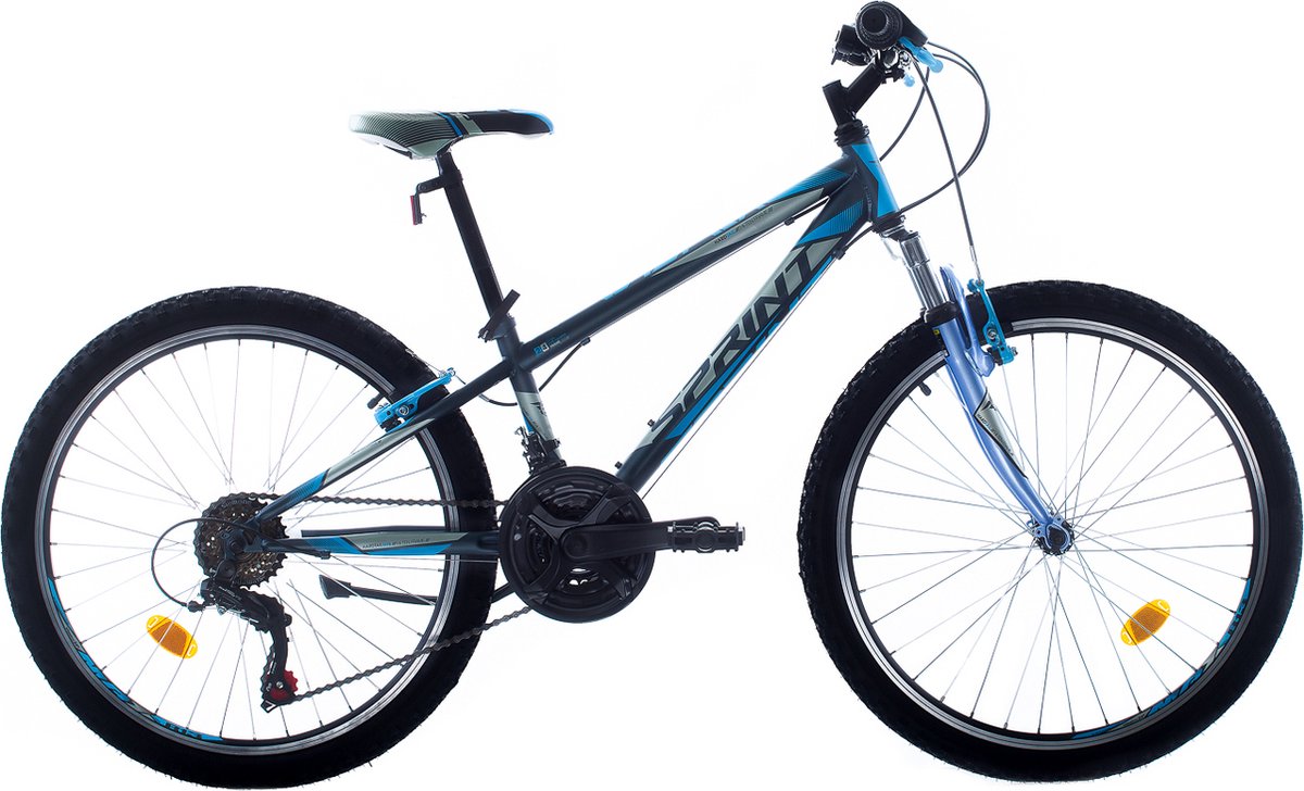 SPRINT CASPER Mountainbike 24 inch Fiets met 18 versnellingen Shimano Voor jongens en meisjes Blauw Grijs Framemaat 29 cm BK22SI8721 Rij13