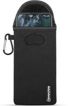 Hoesje voor Nokia G11 - Nokia G21 - MobyDefend Neopreen Pouch Met Karabijnhaak - Insteekhoesje - Riemlus Hoesje - Zwart - GSM Hoesje - Telefoonhoesje Geschikt Voor Nokia G11 - Nokia G21