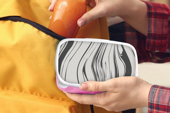 Lunch box Rose - Lunch box - Boîte à pain - Marbre - Grijs - Motifs - 18x12x6 cm - Enfants - Fille