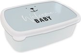 Broodtrommel Wit - Lunchbox - Brooddoos - Quotes - Spreuken - Baby - Welcome baby - Kids - Kinderen - Jongens - 18x12x6 cm - Volwassenen