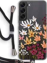 Case Company® - Samsung Galaxy S22 hoesje met Koord - Painted wildflowers - Telefoonhoesje met Zwart Koord - Bescherming aan alle Kanten en Over de Schermrand