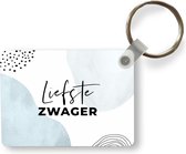 Sleutelhanger - Spreuken - 'Liefste zwager' - Quotes - Blauw - Uitdeelcadeautjes - Plastic