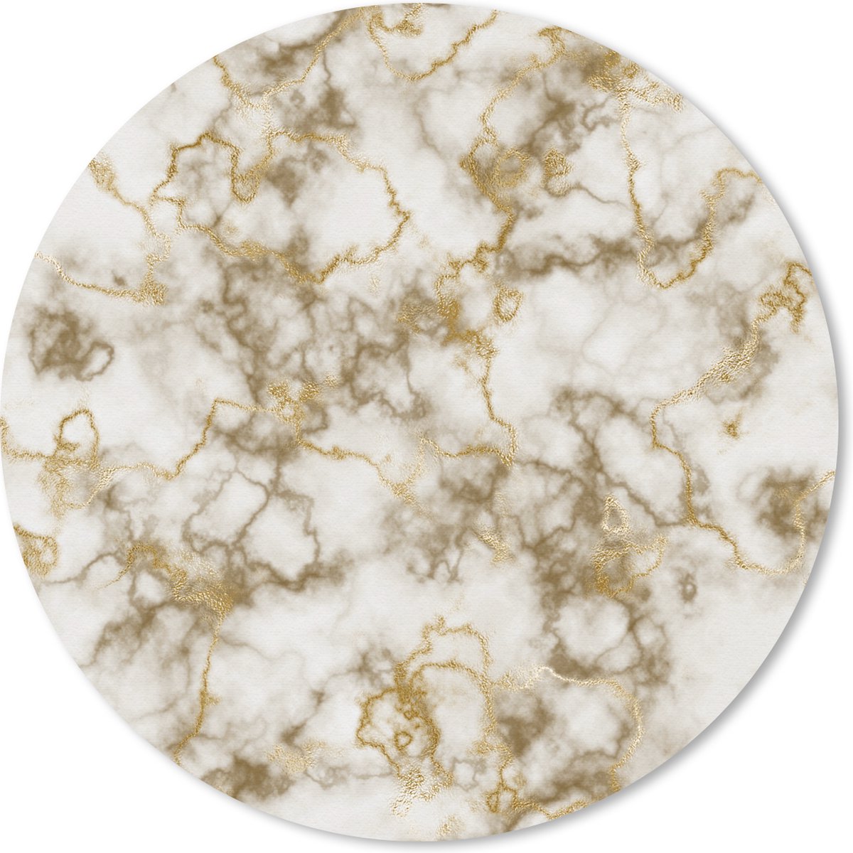Muismat rond 50x50 cm - Mousepad Marmer - Wit - Goud - Ronde muismatten