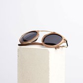 Dzukou Santa Monica - Houten Zonnebril Dames - Polariserende Zonnebril - Bamboe Hout met Gouden Frame – Zonnebrillen Dames - UV400 - Grijze Lens