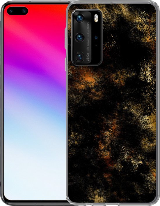 Coque Huawei P40 Pro - Or - Peinture - Abstrait - Zwart - Coque de téléphone en Siliconen