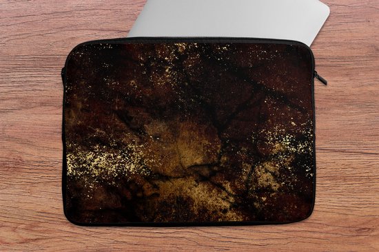 Housse pour ordinateur portable 13 pouces - Or - Peinture - Abstrait - Zwart - Housse pour ordinateur portable