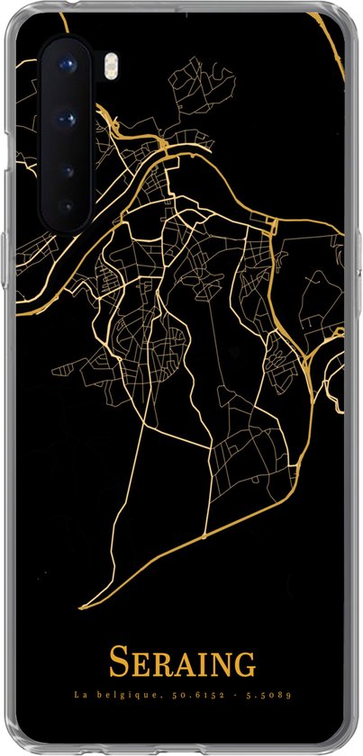 Coque OnePlus Nord - Seraing - Carte - Or - Coque de téléphone en Siliconen
