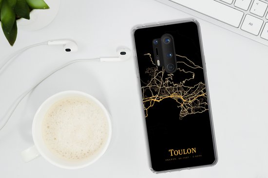 Coque OnePlus 8 Pro - Toulon - Carte - Or - Coque de téléphone en Siliconen