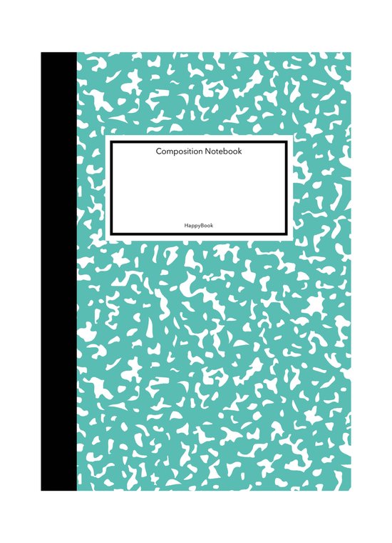 HappyBook - Classic Notebook - Marble - Marmer - Notitieboek - Klassiek - Turquoise - Zwart - Gelijnd - Softcover - Lijntjes - School - Studie - Study - Dagboek - Journal - Cadeau - Relatiegeschenk - Softcover - Boekenlegger - Composition - Zakelijk