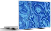 Laptop sticker - 15.6 inch - Marmer - Blauw - Patronen - 36x27,5cm - Laptopstickers - Laptop skin - Cover