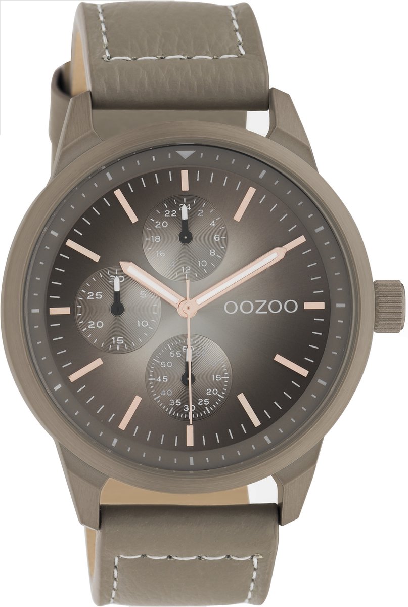 OOZOO Timepieces - Taupe horloge met taupe leren band - C10907