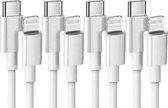 4x Oplader kabel geschikt voor iPhone - Kabel geschikt voor lightning - USB C kabel - Lader kabel