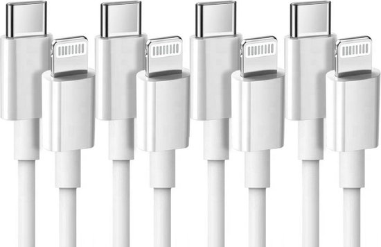 4x Oplader kabel geschikt voor iPhone - Kabel geschikt voor lightning - USB C kabel - Lader kabel