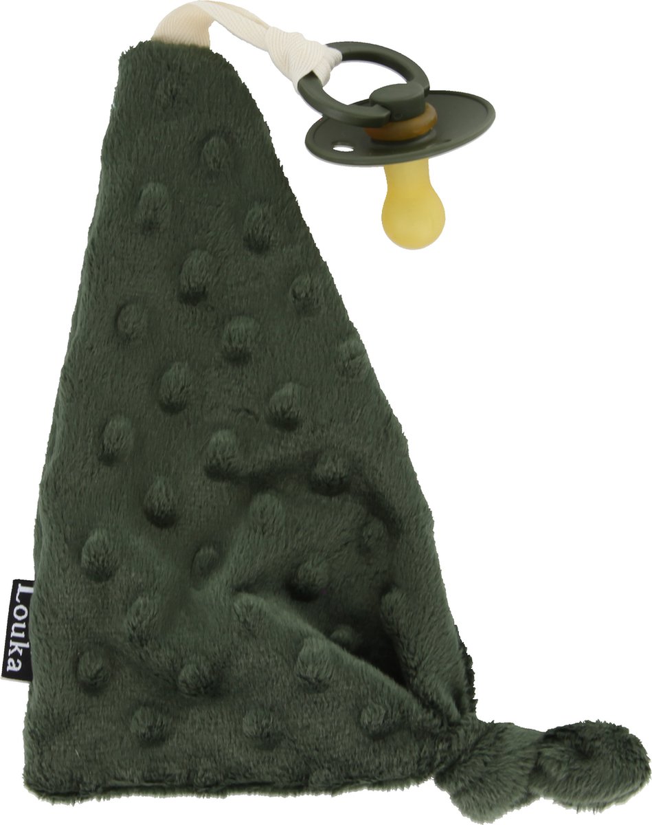 Goedkoopste Louka Speendoekje driehoek minky legergroen - speenknuffel - excl. Bibs speen