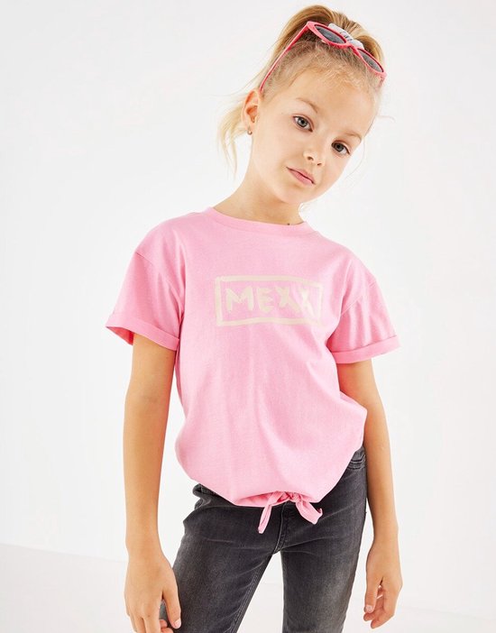 Mexx Knotted Glitter T-shirt Meisjes - Roze - Maat 98-104 | bol.com