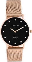 OOZOO Vintage series - Rosé gouden horloge met rosé gouden metalen mesh armband - C20244 - Ø32
