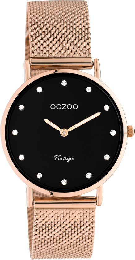 OOZOO Vintage series - rosé goudkleurige horloge met rosé goudkleurige metalen mesh armband - C20244 - Ø32