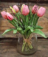 Tulpen 10 stuks-roze-Real Touch-siliconen-sfeermaker-voorjaar