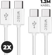 WiseQ USB C Kabel - 1.2 Meter USB-C Oplader Kabel - Wit - 2 stuks