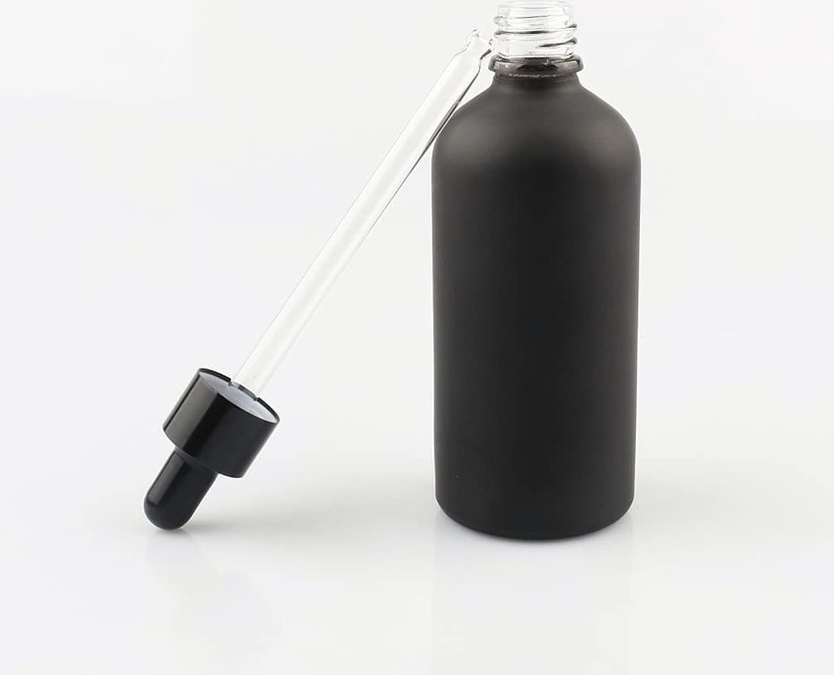Pipette compte-gouttes en verre 1ml calibrée avec huile essentielle de tête  en caoutchouc noir
