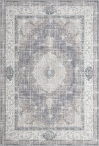 Laagpolig Vintage Vloerkleed Edessa Grijs/Beige-140 x 200 cm
