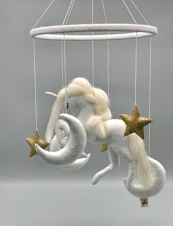 2Stories Mobiel Eenhoorn | mobiel – handgemaakt – vilt – eenhoorn – sprookje – babykamer – kinderkamer – blikvanger – decoratief – bijzonder – wieg…