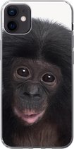 Geschikt voor iPhone 12 mini hoesje - Aap - Chimpansee - Portret - Kinderen - Jongens - Meisjes - Siliconen Telefoonhoesje