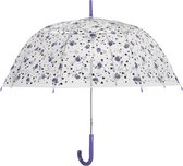 paraplu rozen 61 cm microfiber transparant/paars
